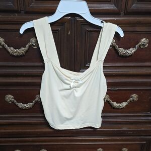 SHEIN Cream Crop Top with Bow Detail